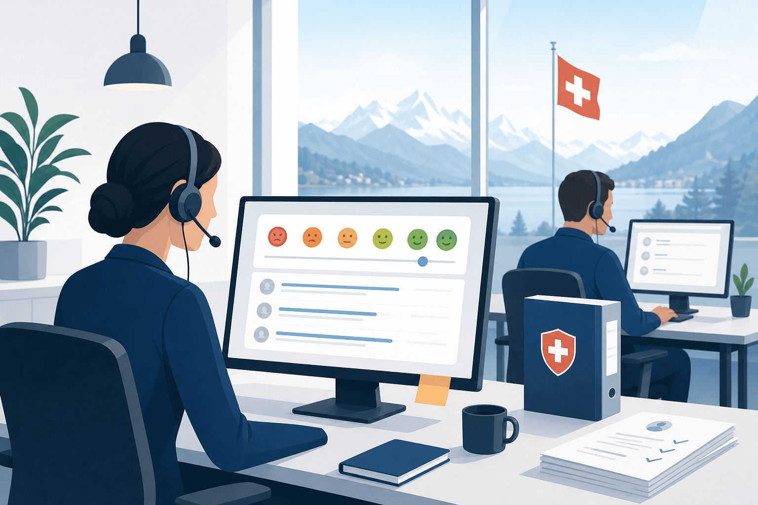 Editorial-Illustration zu telefonische kundenbefragung nps schweiz